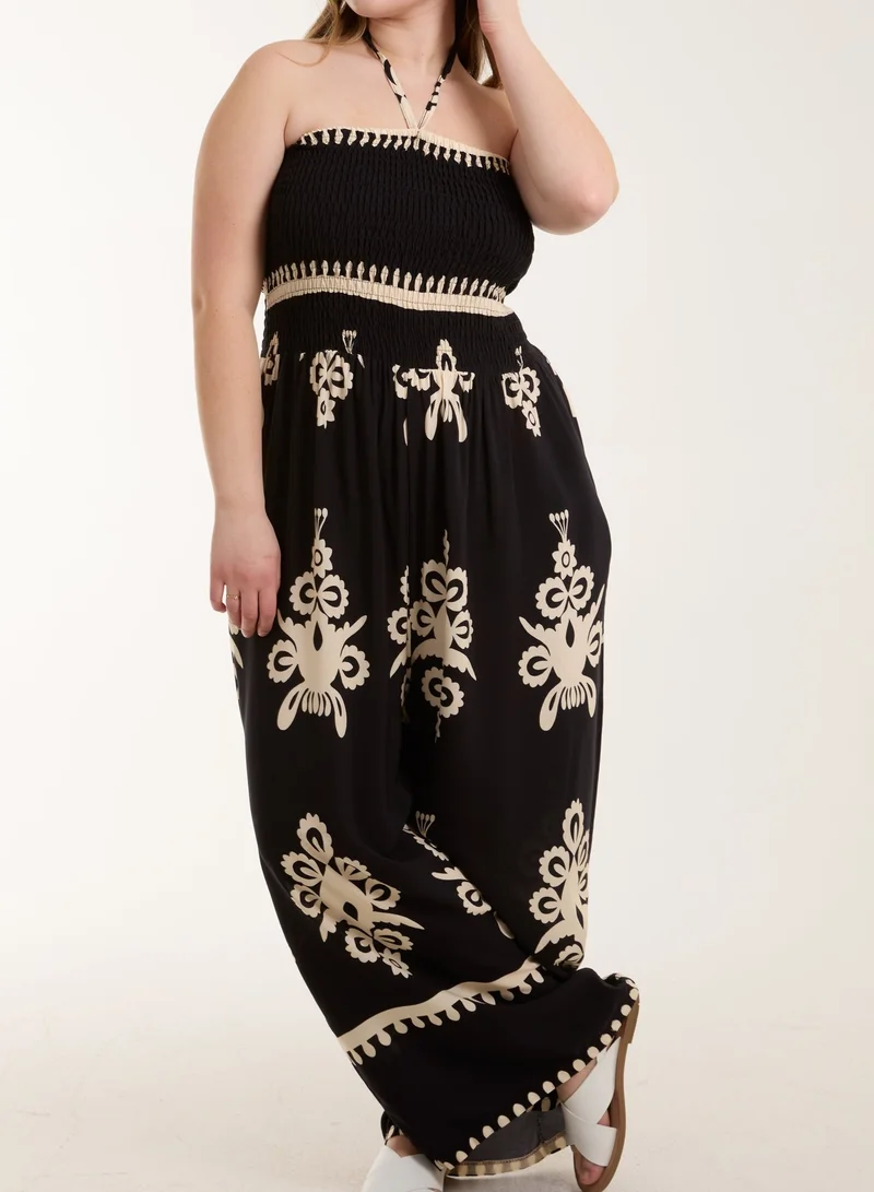 بلو فانيلا Strapless Bardot Elasticated Jumpsuit With Pocket